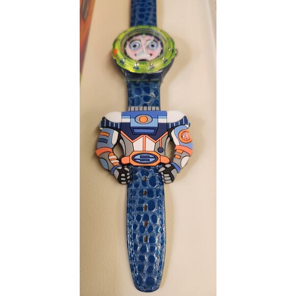 Swatch watch STRIPP SDN120PACK 1996 Worldwide packagings with leather Strap NEW - Picture 3 of 15